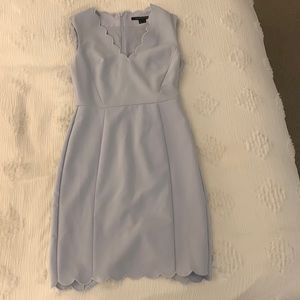 Light Blue French Connection Scalloped Knee Length Halter Dress